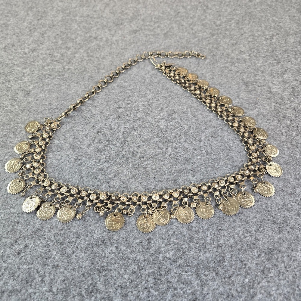 Traditional Antique Style Silver Toned Coin Adjustable Waist Chain Kamarband